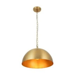 PCover 1-Light 15.7 In.W Aged Brass Modern Farmhouse Industrial Metal Dome Pendant Light For Kitchen -Lamp Parts aged brass huoku pendant lights pd1067421 1f 1000