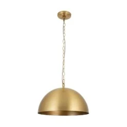 PCover 1-Light 15.7 In.W Aged Brass Modern Farmhouse Industrial Metal Dome Pendant Light For Kitchen -Lamp Parts aged brass huoku pendant lights pd1067421 31 1000