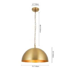 PCover 1-Light 15.7 In.W Aged Brass Modern Farmhouse Industrial Metal Dome Pendant Light For Kitchen -Lamp Parts aged brass huoku pendant lights pd1067421 40 1000