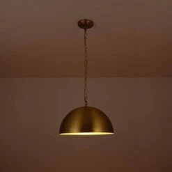 PCover 1-Light 15.7 In.W Aged Brass Modern Farmhouse Industrial Metal Dome Pendant Light For Kitchen -Lamp Parts aged brass huoku pendant lights pd1067421 a0 1000