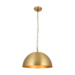 PCover 1-Light 15.7 In.W Aged Brass Modern Farmhouse Industrial Metal Dome Pendant Light For Kitchen -Lamp Parts aged brass huoku pendant lights pd1067421 c3 1000