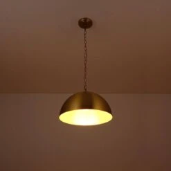 PCover 1-Light 15.7 In.W Aged Brass Modern Farmhouse Industrial Metal Dome Pendant Light For Kitchen -Lamp Parts aged brass huoku pendant lights pd1067421 d4 1000