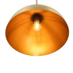 PCover 1-Light 15.7 In.W Aged Brass Modern Farmhouse Industrial Metal Dome Pendant Light For Kitchen -Lamp Parts aged brass huoku pendant lights pd1067421 fa 1000