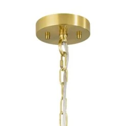 PCover 1-Light 27.4-in.W Aged Brass Pendant Light Metal Dome Disc Pendant Light For Kitchen Island And Dining Room -Lamp Parts aged brass huoku pendant lights pd1072811 4f 1000