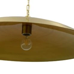 PCover 1-Light 27.4-in.W Aged Brass Pendant Light Metal Dome Disc Pendant Light For Kitchen Island And Dining Room -Lamp Parts aged brass huoku pendant lights pd1072811 77 1000
