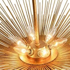 Dopul 6-Light 31.9-inch Aged Distressed Brass Pendant Light Mid-Century Industrial Branch Line Pendant Light For Kitchen -Lamp Parts aged distressed brass huoku pendant lights pd1078501 1f 1000