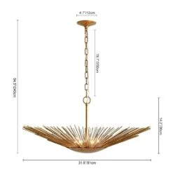 Dopul 6-Light 31.9-inch Aged Distressed Brass Pendant Light Mid-Century Industrial Branch Line Pendant Light For Kitchen -Lamp Parts aged distressed brass huoku pendant lights pd1078501 31 1000