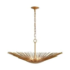 Dopul 6-Light 31.9-inch Aged Distressed Brass Pendant Light Mid-Century Industrial Branch Line Pendant Light For Kitchen -Lamp Parts aged distressed brass huoku pendant lights pd1078501 a0 1000