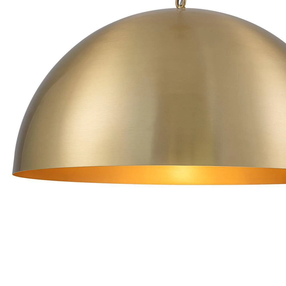 PCover 1-Light 23.6 In. W Aged Gold Brass Pendant Light Dome Hanging Light With Stained Gold Interior For Kitchens 11 PCover 1-Light 23.6 In. W Aged Gold Brass Pendant Light Dome Hanging Light With Stained Gold Interior For Kitchens - Image 9