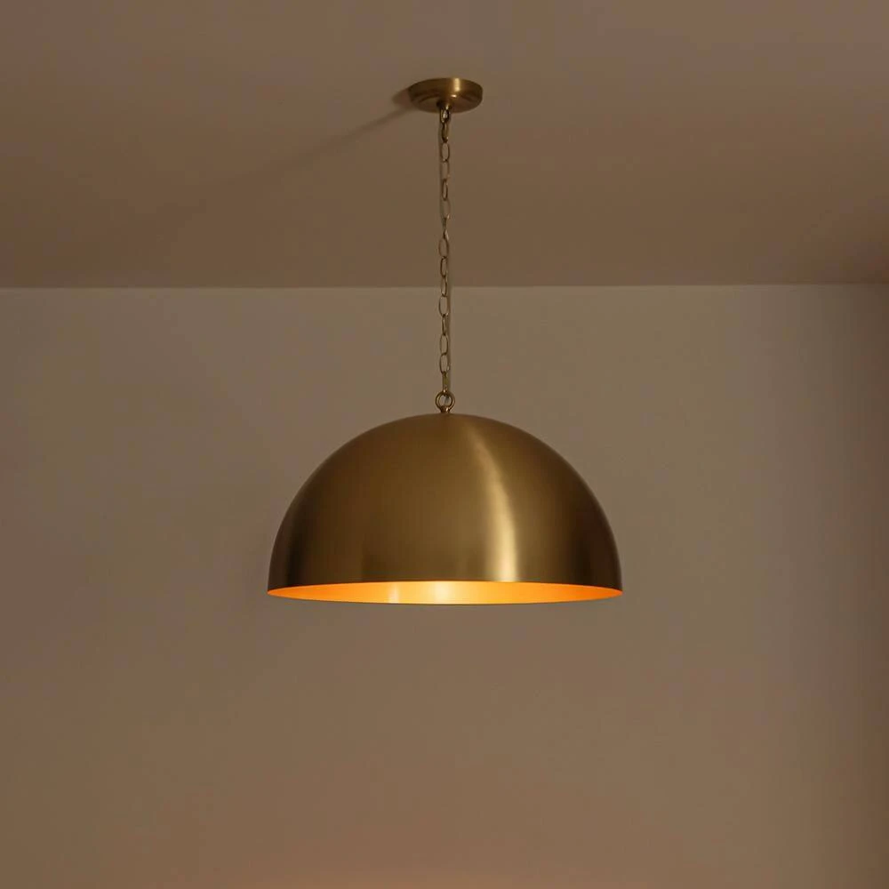 PCover 1-Light 23.6 In. W Aged Gold Brass Pendant Light Dome Hanging Light With Stained Gold Interior For Kitchens 15 PCover 1-Light 23.6 In. W Aged Gold Brass Pendant Light Dome Hanging Light With Stained Gold Interior For Kitchens - Image 13