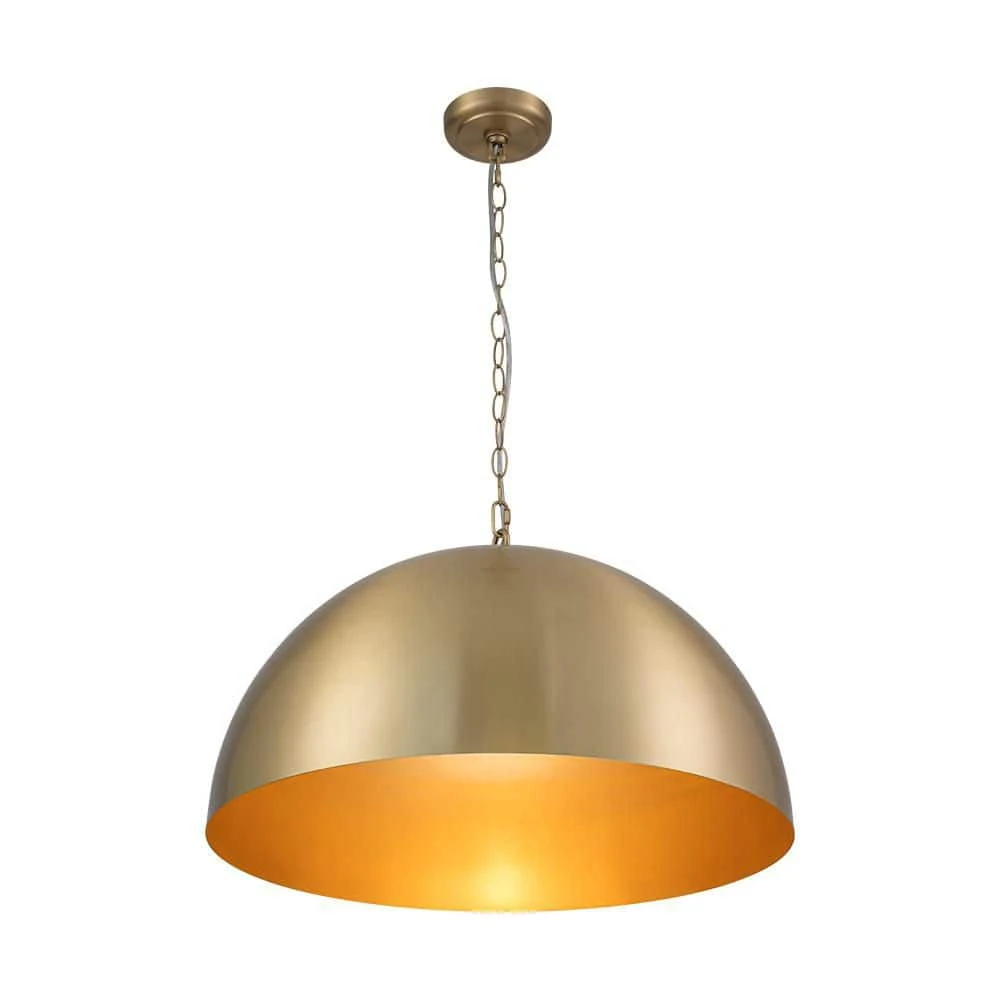 PCover 1-Light 23.6 In. W Aged Gold Brass Pendant Light Dome Hanging Light With Stained Gold Interior For Kitchens 9 PCover 1-Light 23.6 In. W Aged Gold Brass Pendant Light Dome Hanging Light With Stained Gold Interior For Kitchens - Image 7