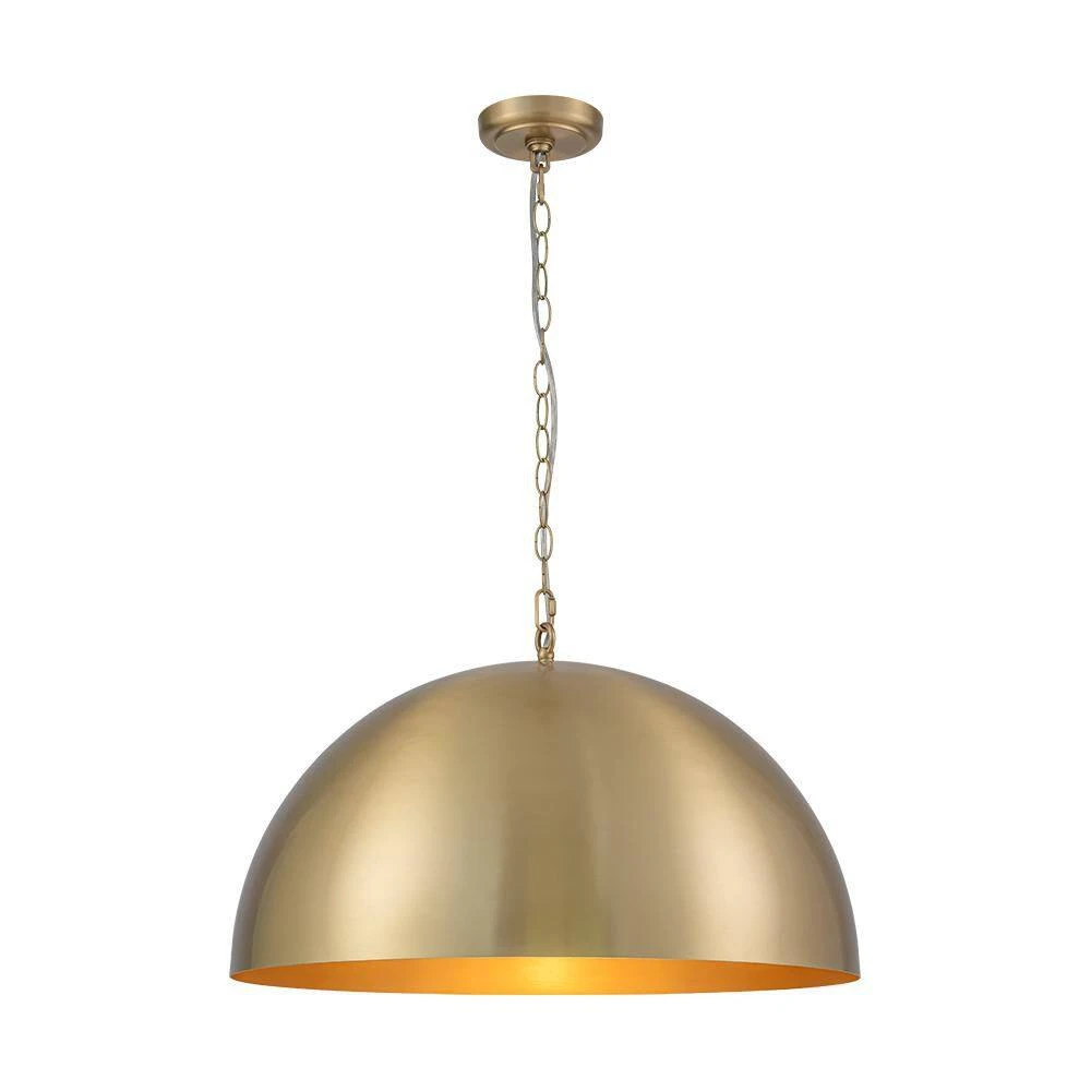 PCover 1-Light 23.6 In. W Aged Gold Brass Pendant Light Dome Hanging Light With Stained Gold Interior For Kitchens 16 PCover 1-Light 23.6 In. W Aged Gold Brass Pendant Light Dome Hanging Light With Stained Gold Interior For Kitchens - Image 14