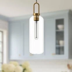 Soji 6 In. 1 Light 60-Watt Aged Gold/Clear Glass Pendant Light -Lamp Parts aged gold clear glass alora mood pendant lights pd401606agcl 31 1000