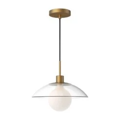 Francesca 12 In. 1 Light 60-Watt Aged Gold/Clear Glass Pendant Light