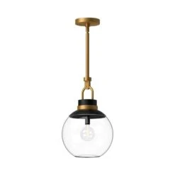 Copperfield 12 In. 1 Light 60-Watt Aged Gold/Clear Glass Pendant Light