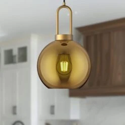 Soji 8 In. 1 Light 60-Watt Aged Gold/Copper Glass Pendant Light -Lamp Parts aged gold copper glass alora mood pendant lights pd601608agcp 31 1000