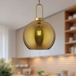 Soji 10 In. 1 Light 60-Watt Aged Gold/Copper Glass Pendant Light -Lamp Parts aged gold copper glass alora mood pendant lights pd601710agcp 31 1000