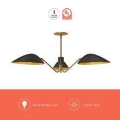 Oscar 36 In. 3 Light 60-Watt Aged Gold/Matte Black Pendant Light -Lamp Parts aged gold matte black alora mood pendant lights pd550336mbag 1d 1000