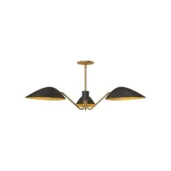 Oscar 36 In. 3 Light 60-Watt Aged Gold/Matte Black Pendant Light