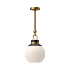 Copperfield 12 In. 1 Light 60-Watt Aged Gold/Opal Matte Glass Pendant Light