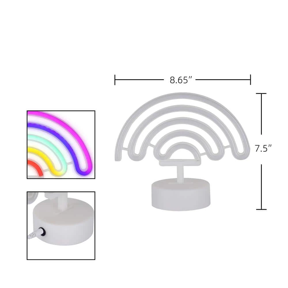 7.5 In. White Novelty Integrated LED Neon Rainbow Table Lamp 7 7.5 In. White Novelty Integrated LED Neon Rainbow Table Lamp - Image 5