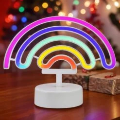7.5 In. White Novelty Integrated LED Neon Rainbow Table Lamp