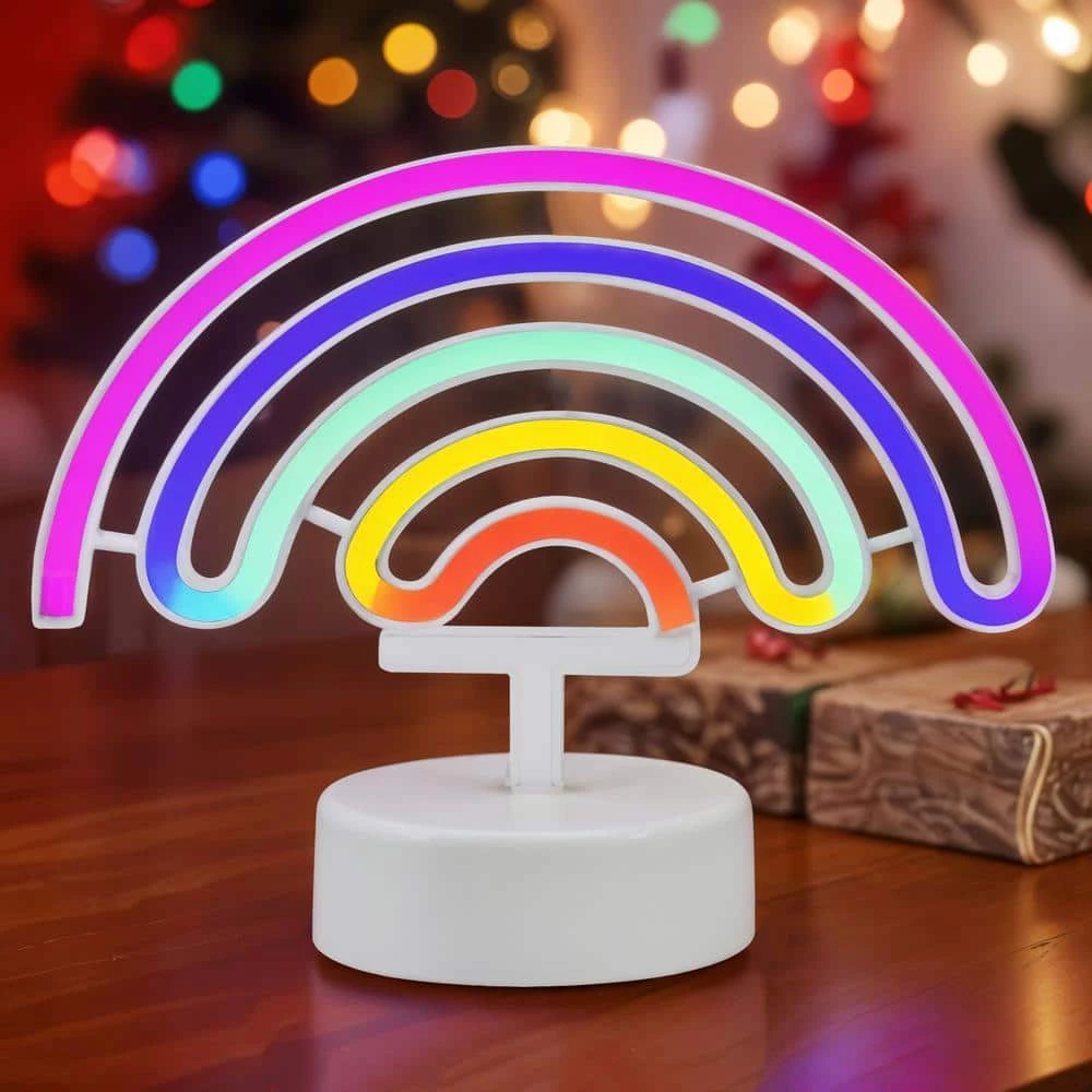 7.5 In. White Novelty Integrated LED Neon Rainbow Table Lamp 3 7.5 In. White Novelty Integrated LED Neon Rainbow Table Lamp