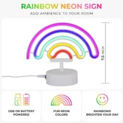 7.5 In. White Novelty Integrated LED Neon Rainbow Table Lamp 12 7.5 In. White Novelty Integrated LED Neon Rainbow Table Lamp -Lamp Parts alsy novelty lights 24380 000 c3 1000