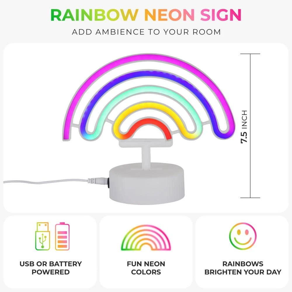 7.5 In. White Novelty Integrated LED Neon Rainbow Table Lamp 5 7.5 In. White Novelty Integrated LED Neon Rainbow Table Lamp - Image 3