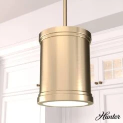 Hunter Capshaw 1-Light Alturas Gold Island Pendant Light With Cased White Glass Shade