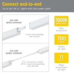 Ultra Slim 44 In. 120V Plug-In White Integrated LED Linkable Magnetic Under Cabinet Light, (8-Pack), 5000K Bright White -Lamp Parts aluminum armacost lighting under cabinet bar lights 355310 1f 1000