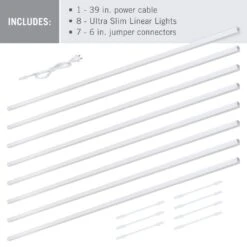 Ultra Slim 44 In. 120V Plug-In White Integrated LED Linkable Magnetic Under Cabinet Light, (8-Pack), 5000K Bright White -Lamp Parts aluminum armacost lighting under cabinet bar lights 355310 44 1000