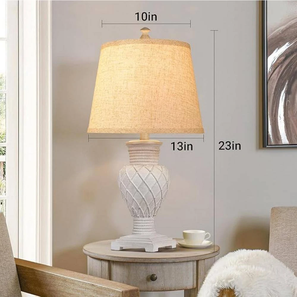 23 In. Tradition Table Lamp Set Of 2, Farmhouse Boho Bedside Lamps With 3-Color Temperature LED Bulbs For Living Room 7 23 In. Tradition Table Lamp Set Of 2, Farmhouse Boho Bedside Lamps With 3-Color Temperature LED Bulbs For Living Room - Image 5