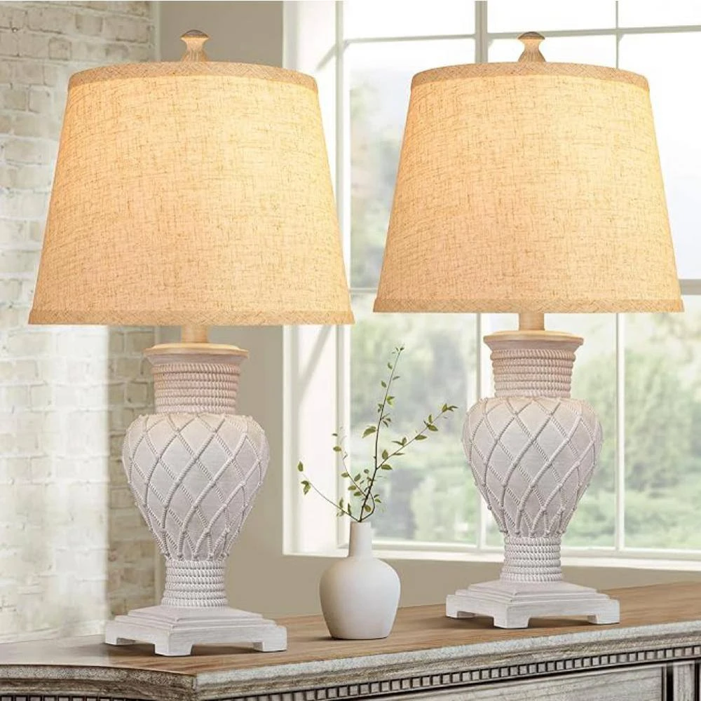 23 In. Tradition Table Lamp Set Of 2, Farmhouse Boho Bedside Lamps With 3-Color Temperature LED Bulbs For Living Room 8 23 In. Tradition Table Lamp Set Of 2, Farmhouse Boho Bedside Lamps With 3-Color Temperature LED Bulbs For Living Room - Image 6