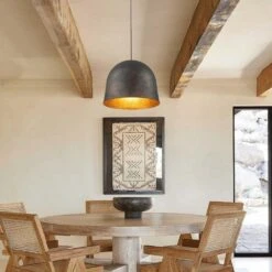 PCover 1-Light 21.7 In.W Antique Black Modern Farmhouse Industrial Metal Dome Bell Pendant Light For Kitchen -Lamp Parts antique black huoku pendant lights pd1064841 40 1000