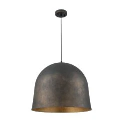 PCover 1-Light 21.7 In.W Antique Black Modern Farmhouse Industrial Metal Dome Bell Pendant Light For Kitchen -Lamp Parts antique black huoku pendant lights pd1064841 44 1000