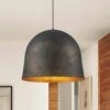 PCover 1-Light 21.7 In.W Antique Black Modern Farmhouse Industrial Metal Dome Bell Pendant Light For Kitchen -Lamp Parts antique black huoku pendant lights pd1064841 64 1000