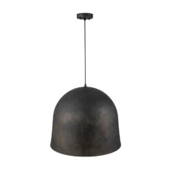 PCover 1-Light 21.7 In.W Antique Black Modern Farmhouse Industrial Metal Dome Bell Pendant Light For Kitchen -Lamp Parts antique black huoku pendant lights pd1064841 66 1000