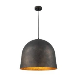 PCover 1-Light 21.7 In.W Antique Black Modern Farmhouse Industrial Metal Dome Bell Pendant Light For Kitchen -Lamp Parts antique black huoku pendant lights pd1064841 c3 1000