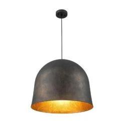 PCover 1-Light 21.7 In.W Antique Black Modern Farmhouse Industrial Metal Dome Bell Pendant Light For Kitchen -Lamp Parts antique black huoku pendant lights pd1064841 fa 1000