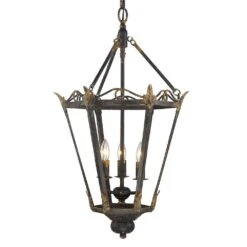 Golden Lighting Matilda 3-Light Antique Black Iron Pendant -Lamp Parts antique black iron golden lighting pendant lights 0880 3p abi 4f 1000