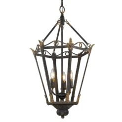 Golden Lighting Matilda 3-Light Antique Black Iron Pendant