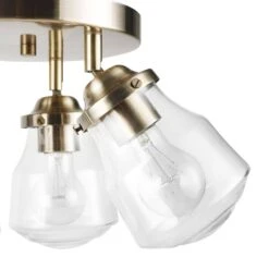 Globe Electric Gerard 1.53 Ft. 3-Lights Antique Brass Fixed Track Lighting Kit With Clear Glass Shades, Bulbs Included 15 Globe Electric Gerard 1.53 Ft. 3-Lights Antique Brass Fixed Track Lighting Kit With Clear Glass Shades, Bulbs Included -Lamp Parts antique brass globe electric track lighting kits 59761 1f 1000