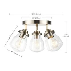 Globe Electric Gerard 1.53 Ft. 3-Lights Antique Brass Fixed Track Lighting Kit With Clear Glass Shades, Bulbs Included 18 Globe Electric Gerard 1.53 Ft. 3-Lights Antique Brass Fixed Track Lighting Kit With Clear Glass Shades, Bulbs Included -Lamp Parts antique brass globe electric track lighting kits 59761 76 1000