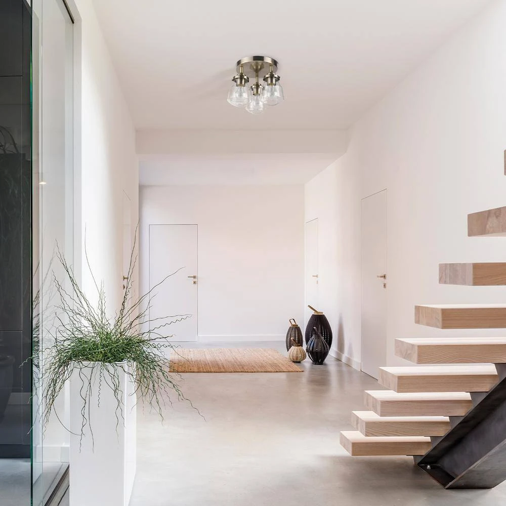 Globe Electric Gerard 1.53 Ft. 3-Lights Antique Brass Fixed Track Lighting Kit With Clear Glass Shades, Bulbs Included 5 Globe Electric Gerard 1.53 Ft. 3-Lights Antique Brass Fixed Track Lighting Kit With Clear Glass Shades, Bulbs Included - Image 3