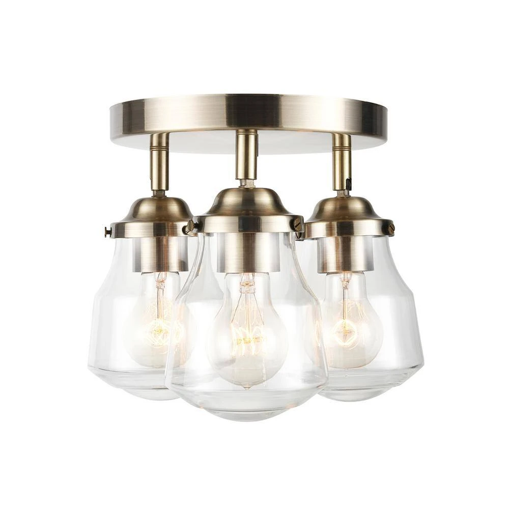 Globe Electric Gerard 1.53 Ft. 3-Lights Antique Brass Fixed Track Lighting Kit With Clear Glass Shades, Bulbs Included 9 Globe Electric Gerard 1.53 Ft. 3-Lights Antique Brass Fixed Track Lighting Kit With Clear Glass Shades, Bulbs Included - Image 7