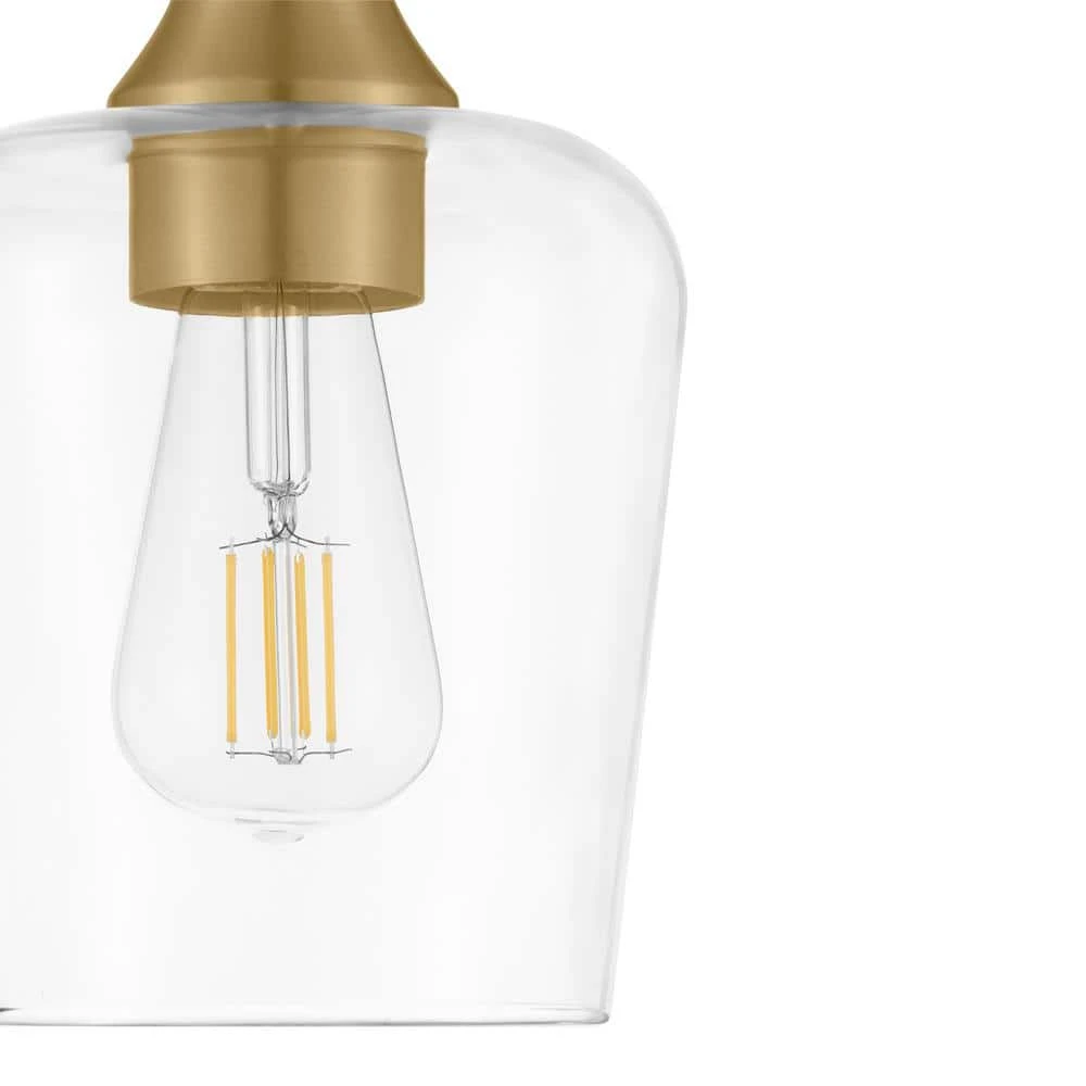 Pavlen 5.5 In. 1-Light Antique Brass Mini Pendant With Clear Glass Shade 5 Pavlen 5.5 In. 1-Light Antique Brass Mini Pendant With Clear Glass Shade - Image 3