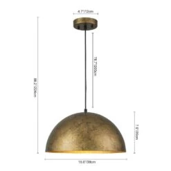 PCover Modern Farmhouse 15 In. W 1-Light Dome Pendant Light Antique Brass Industrial Metal Singe Hang Lighting -Lamp Parts antique brass huoku pendant lights pd1064791 40 1000
