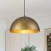 PCover Modern Farmhouse 15 In. W 1-Light Dome Pendant Light Antique Brass Industrial Metal Singe Hang Lighting -Lamp Parts antique brass huoku pendant lights pd1064791 64 1000
