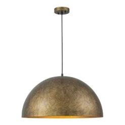 PCover Modern Farmhouse 23.6 In. W 1-Light Dome Pendant Light Antique Brass Industrial Metal Singe Hang Lighting -Lamp Parts antique brass huoku pendant lights pd1064801 1d 1000